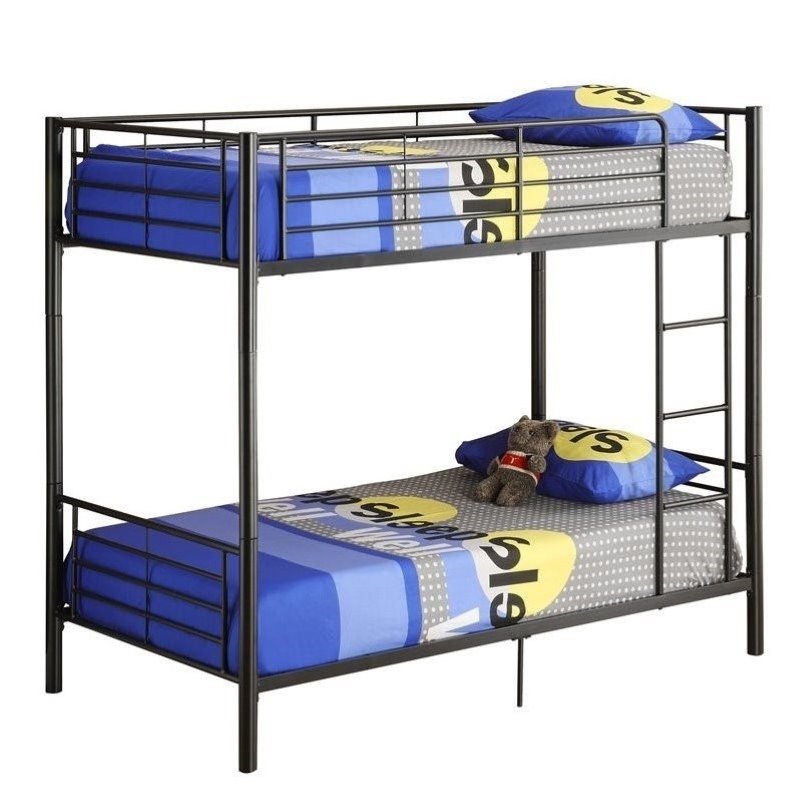 2 Piece Kids Bedroom Set With Bunk Bed And Desk In Black