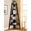 (Set of 2) 5 Shelf Corner Bookcase in Black