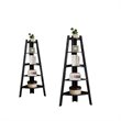 (Set of 2) 5 Shelf Corner Bookcase in Black