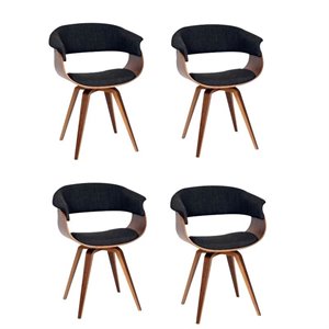 (set of 4) mid century modern fabric accent chair in charcoal