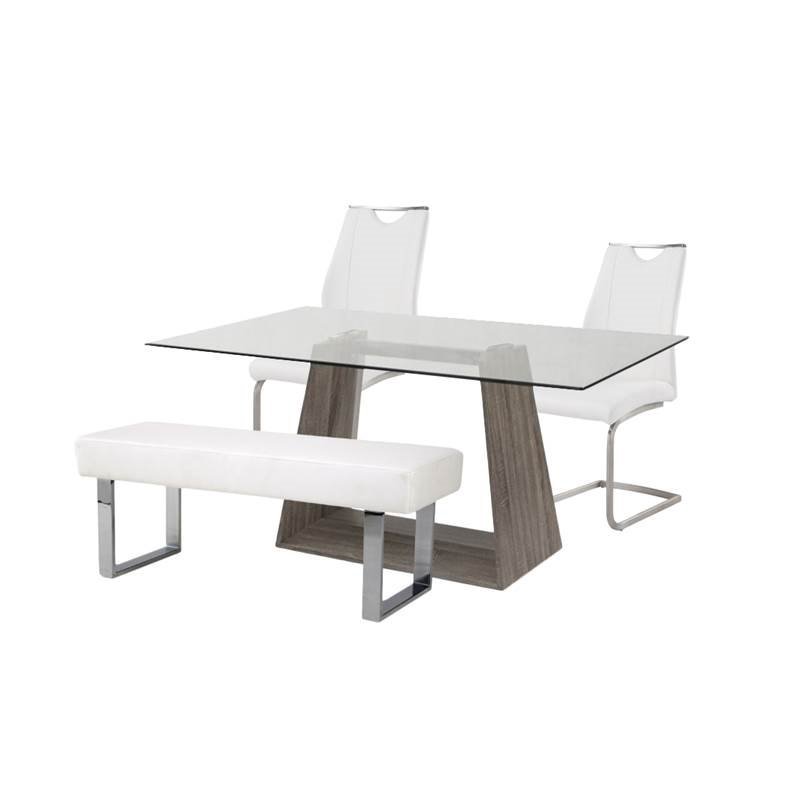 3 Piece Dining Set with Set of 2 Dining Chairs Dining Table and Bench