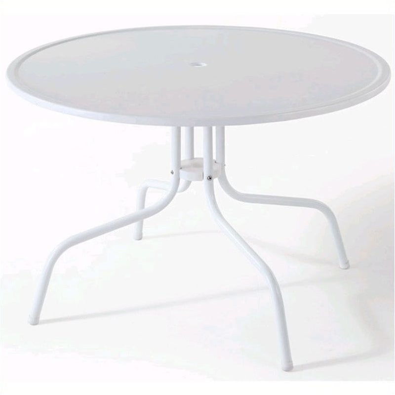 5 Piece Patio Dining Set with Set of 4 Red Arm Chairs and Table in White