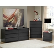 3Pc Bedroom Set with 6 Drawer Double Dresser & Two 2 Drawer Nightstands in Black