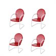 (Set of 4) Metal Arm Chair in Red