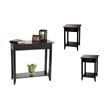 3 Piece Living Room Table Set with Hall Table and (Set of 2) End Tables in Black