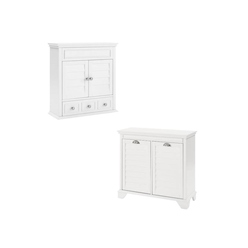 2 Piece Bathroom Furniture Set with Medicine Cabinet and Linen Cabinet in White