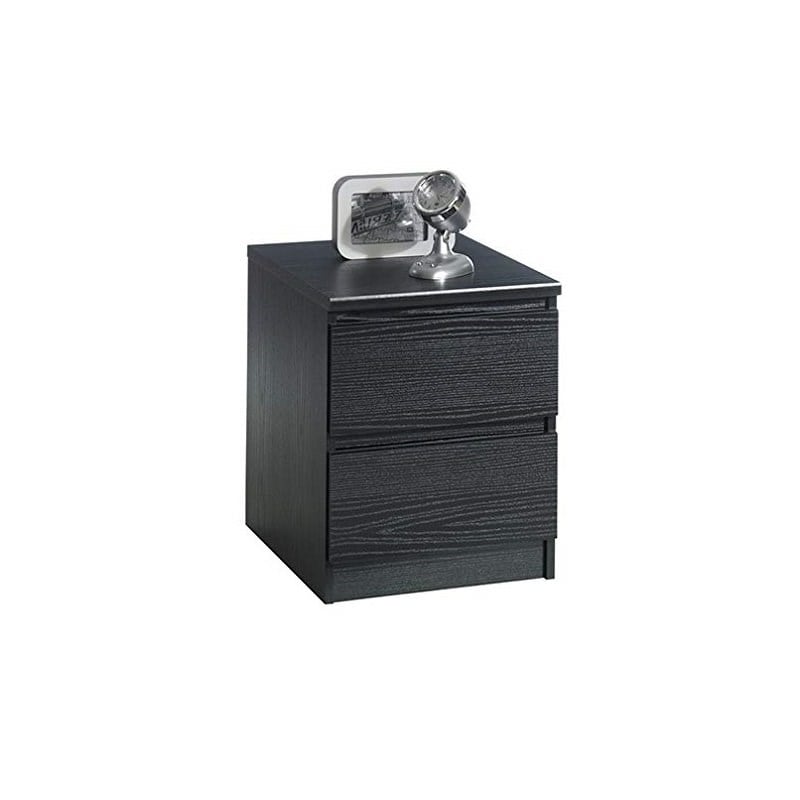 Home Square 2 Drawer Night Stands in Black Woodgrain (Set of 2) 
