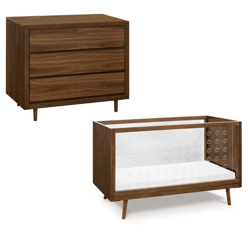 2 Piece Nursery Furniture Set With 3 Drawer Dresser And Clear In 1 Crib Walnut 2 Piece Nursery Furniture Set With 3 Drawer Dresser And Clear In 1 Crib Walnut