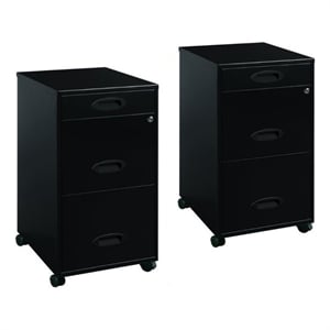 (Set of 2) Mobile 3 Drawer File Cabinet in Black