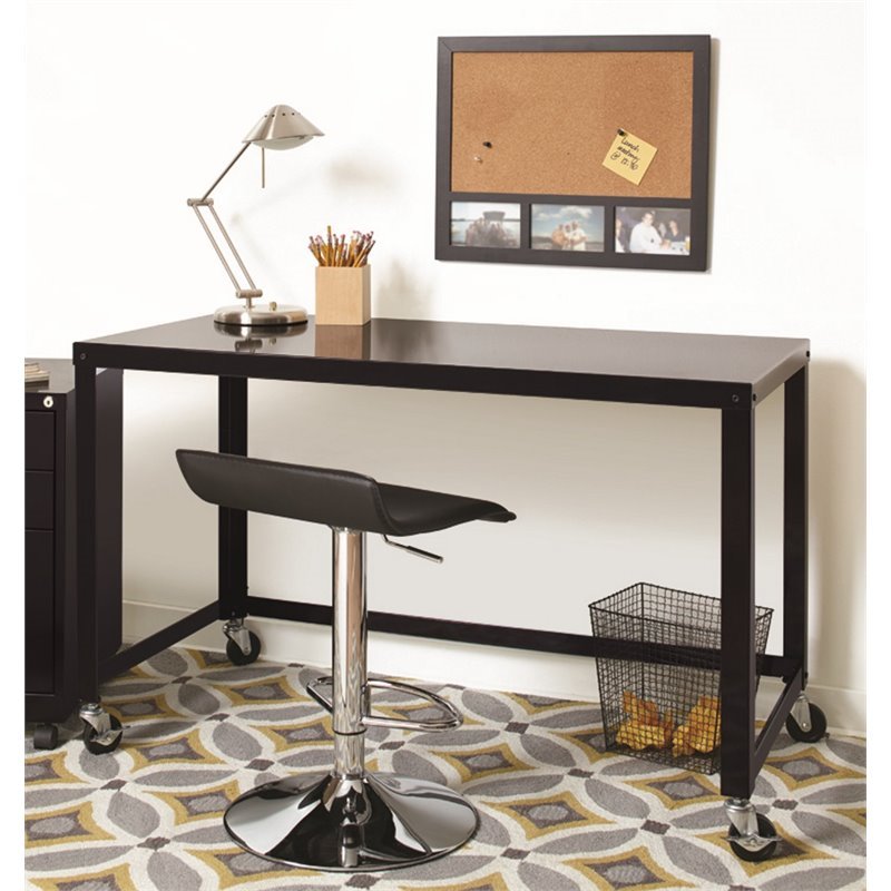 Home Square 2 Piece Office Set with Mobile Desk and Filing Cabinet in Black