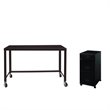 Home Square 2 Piece Office Set with Mobile Desk and Filing Cabinet in Black