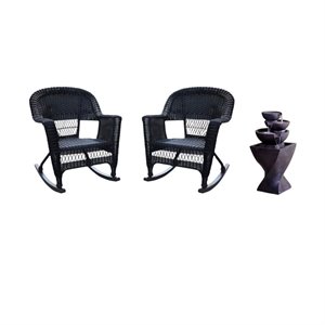 3 piece patio furniture set with (set of 2) patio rocker and water fountain 