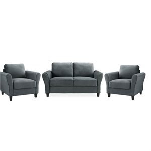 3 piece sofa set with loveseat and (set of 2) accent chairs in dark gray