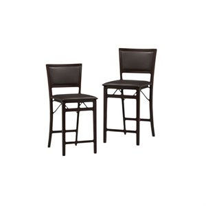 (Set of 2) 24&quot Pad Back Folding Counter Stool in Merlot