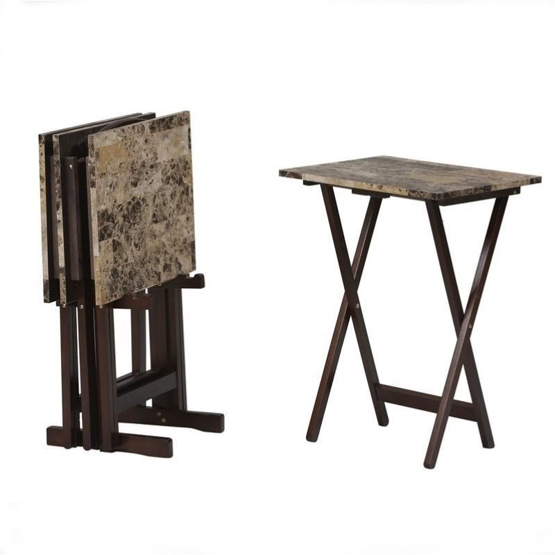 Living Room Set with Accent Chair, Tray Tables, and Storage Stand
