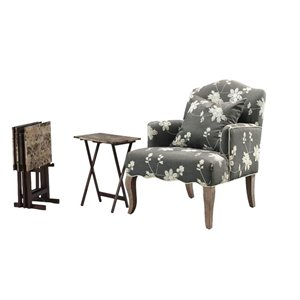 Living Room Set with Accent Chair, Tray Tables, and Storage Stand