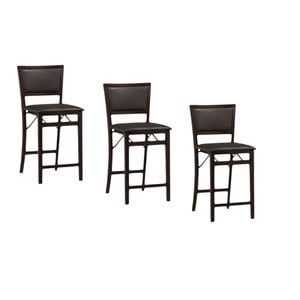 (Set of 3) 24&quot Pad Back Folding Counter Stool in Espresso