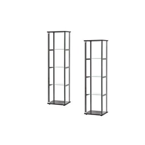 (set of 2) contemporary glass curio cabinet in black