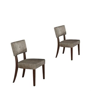 (Set of 2) Gray Fabric and Espresso Side Chair