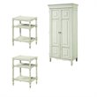 3 Piece Living Room Set with Tall Cabinet & 2 Side Chair Tables in Cotton