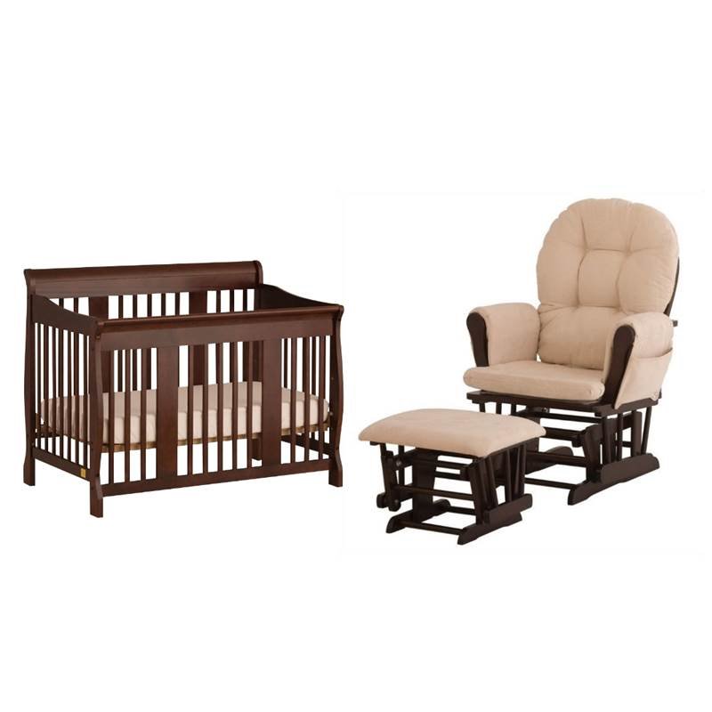 3 Piece Nursery Furniture Set With Crib And Rocker In Cherry 3 Piece Nursery Furniture Set With Crib And Rocker In Cherry
