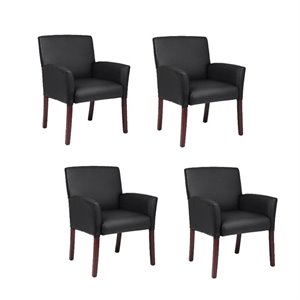 (set of 4) office guest chair in black and mahogany