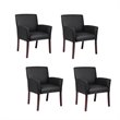 (Set of 4) Office Guest Chair in Black and Mahogany