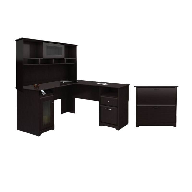 2 Piece Office Set with Computer Desk with Hutch and Filing in