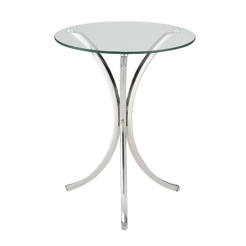 (Set of 2) Glass Top End Table in Chrome