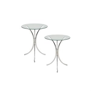 (set of 2) glass top end table in chrome