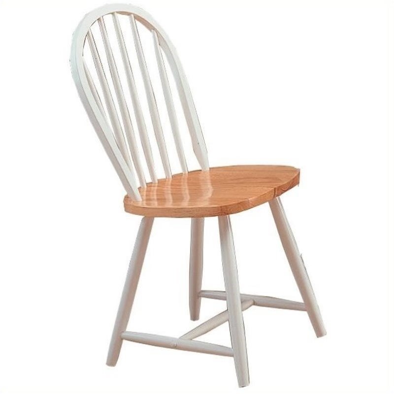 5 Piece Cottage Style Dining Set with Dining Chairs and Dining Table in White and Natural