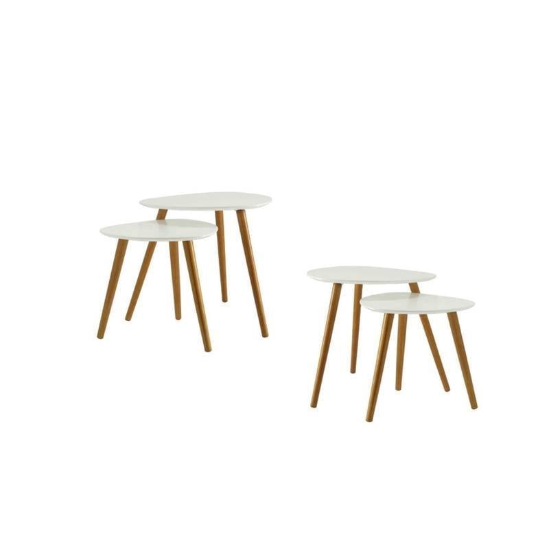 (Set of 2) Nesting End Tables in White and Natural