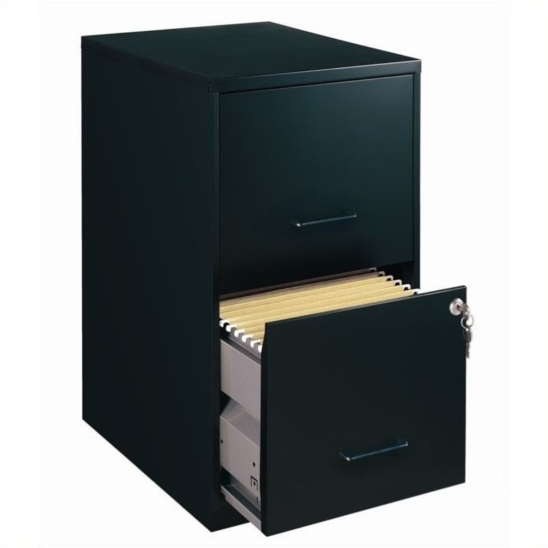 Home Square 2 Piece Office Set with Filing Cabinet and Desk in Black