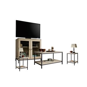 4 piece living room set with coffee table and tv stand with (set of 2) nightstand in charter oak