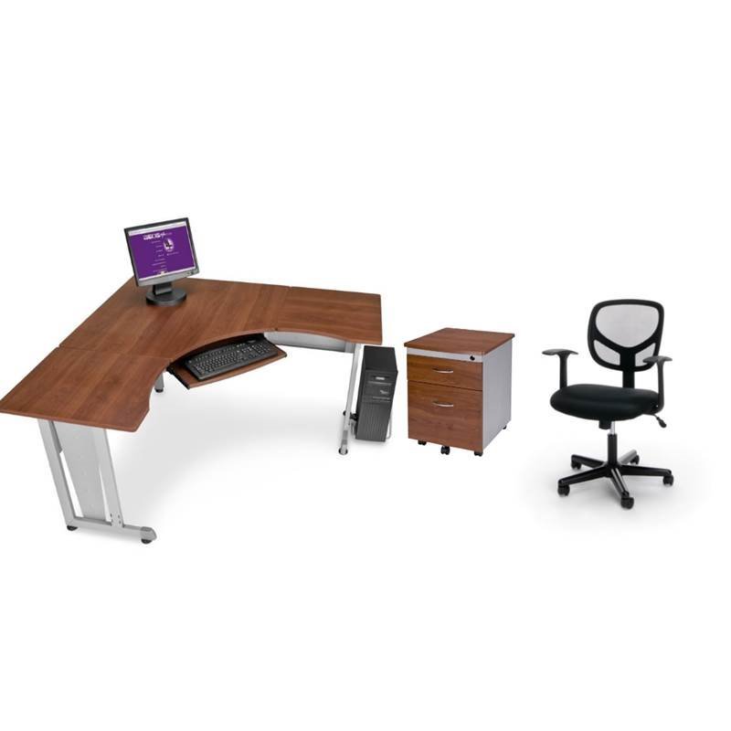 3 Piece Office Set With L Shape Desk And Filing Cabinet With