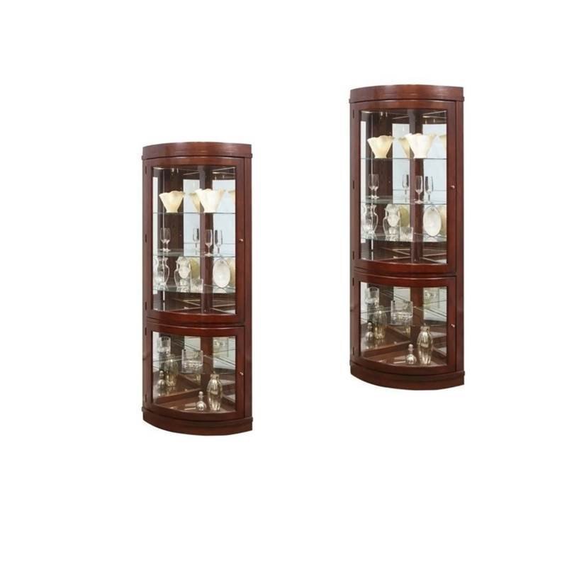 Set Of 2 Corner Curio Cabinet In Chocolate Cherry Ebay