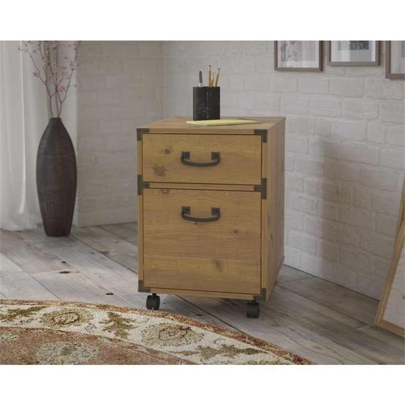 2 Piece Office Set With Desk And Filing Cabinet In Golden Pine Desk And Filing Cabinet In Golden Pine