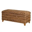 2 Piece Bedroom Set with Hand Woven Bed and Bench in Natural Brown