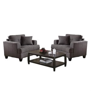 3 piece living room set with coffee table and (set of 2) tufted chair