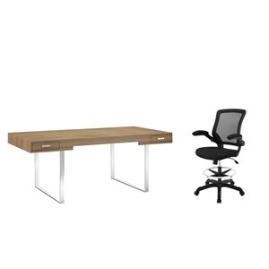2 Piece Office Set with Modern Desk and Mobile Chair