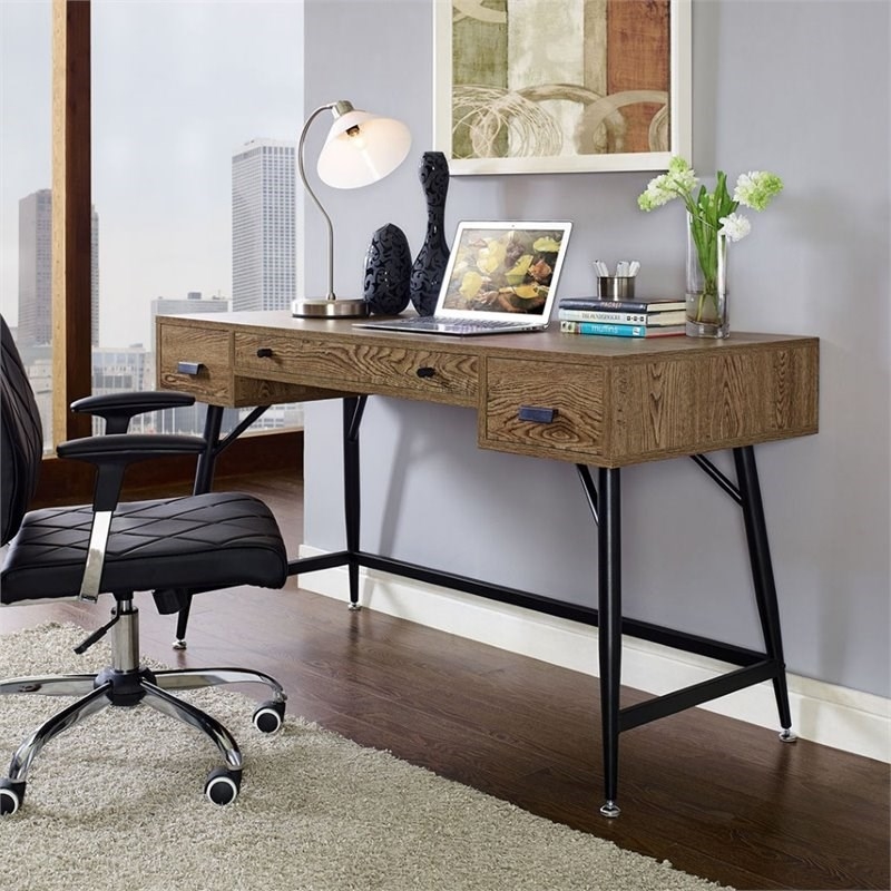 Home Square 2 Piece Office Set with Distressed Rustic Desk and Office Chair