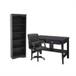3 Piece Office Set with Desk and Bookcase with Chair in Dark Tones