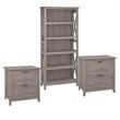 3 Piece Storage Office Set Bookshelf and 3 File Cabinet in Washed Gray 