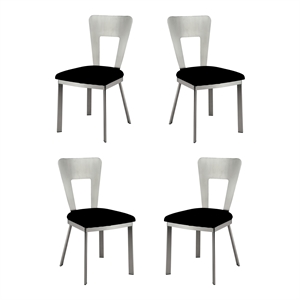 Home Square Contemporary Metal Dining Chairs in Silver/Black (Set of 4) 