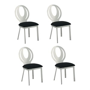 (Set of 4) Dining Chairs in Chrome and Black 