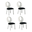 (Set of 4) Dining Chairs in Chrome and Black 