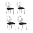 (Set of 4) Dining Chairs in Chrome and Black 