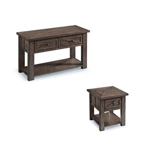 2 Piece Console and End Table Set in Weathered Charcoal