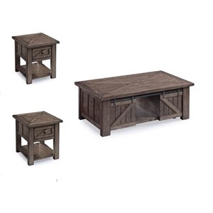 3 Piece Coffee and End Table Set in  in Weathered Charcoal  