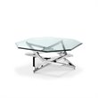 3 Piece Octagonal Glass Coffee and End Table Set in Clear 